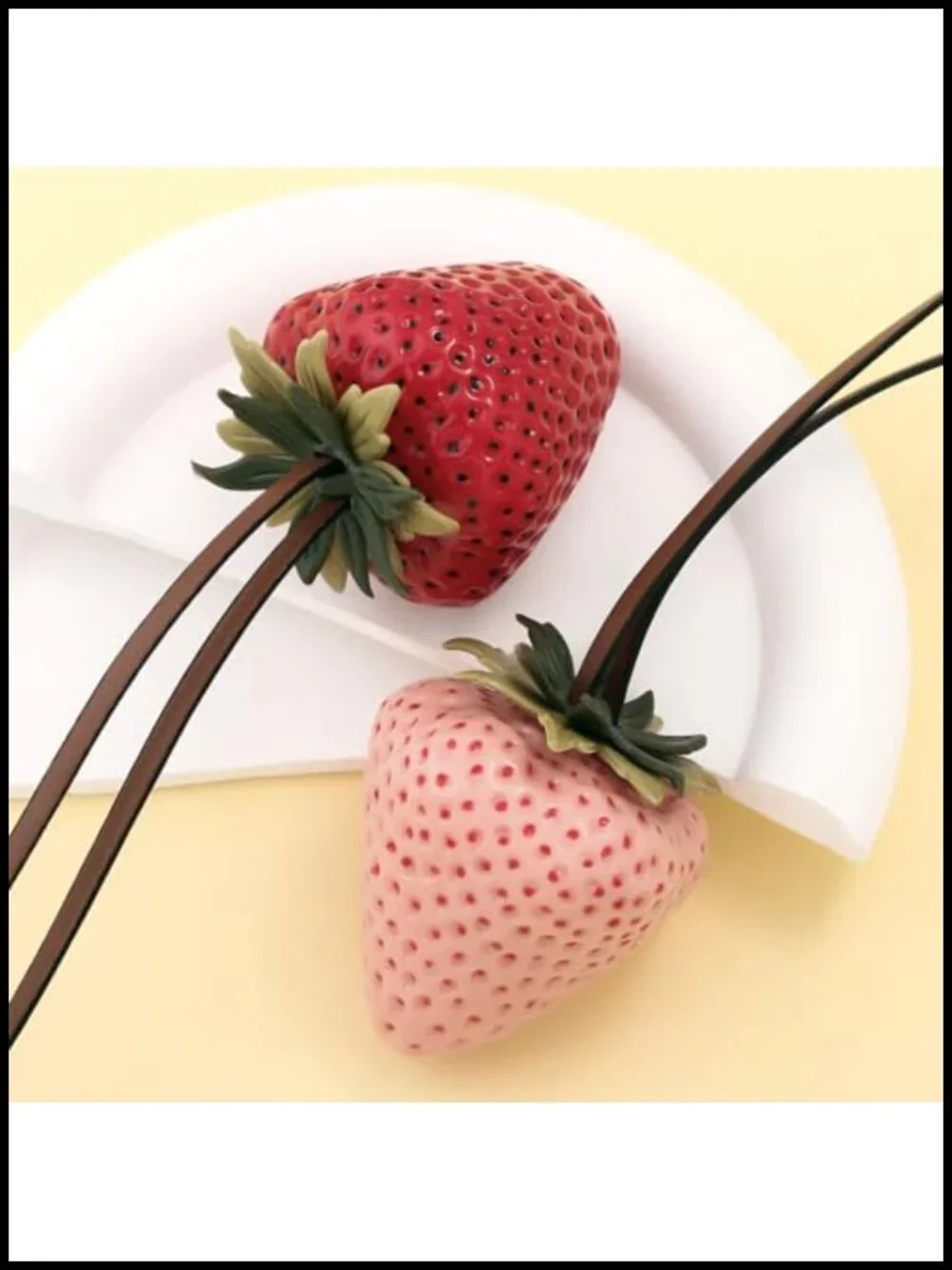 Resin Strawberry Bag Charm Keychain - 3D Fruit Purse Accessory for Women